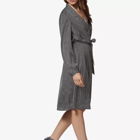 Avec Les Filles Striped Midi Robe Wrap Dress Size S - Picture 6 of 7